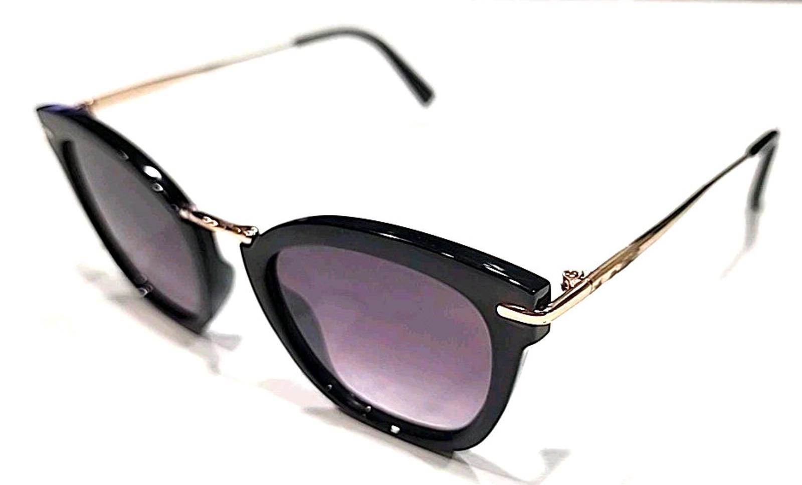 NEW! Vince Camuto Sunglasses Cat Eye Black Gold Detail UV Protection VC898 OX Vince Camuto Cat Eye Sunglasses Black And Gold Frame Smoke  main image 2