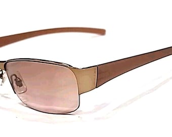 Gafas de sol Calvin Klein 433S rectangulares de metal marrón, talla 57-16, 135, Italia