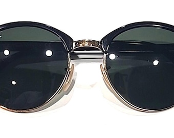 Ray Ban RB4246 901 Black Gold Round Green Unisex Sunglasses 51-19 145 w Case