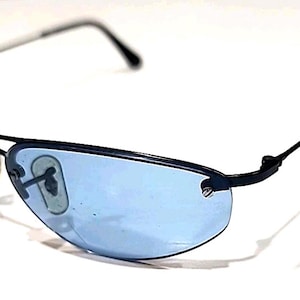 Ray Ban RB3155 006/7C Small Black Metal Blue Wrap Sunglasses 57-16 image 1