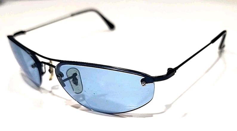 Ray Ban RB3155 006/7C Small Black Metal Blue Wrap Sunglasses 57-16 image 1