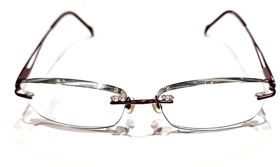 Stepper SI96523 F033 Red Rimless Rectangle Eyegla… - image 2