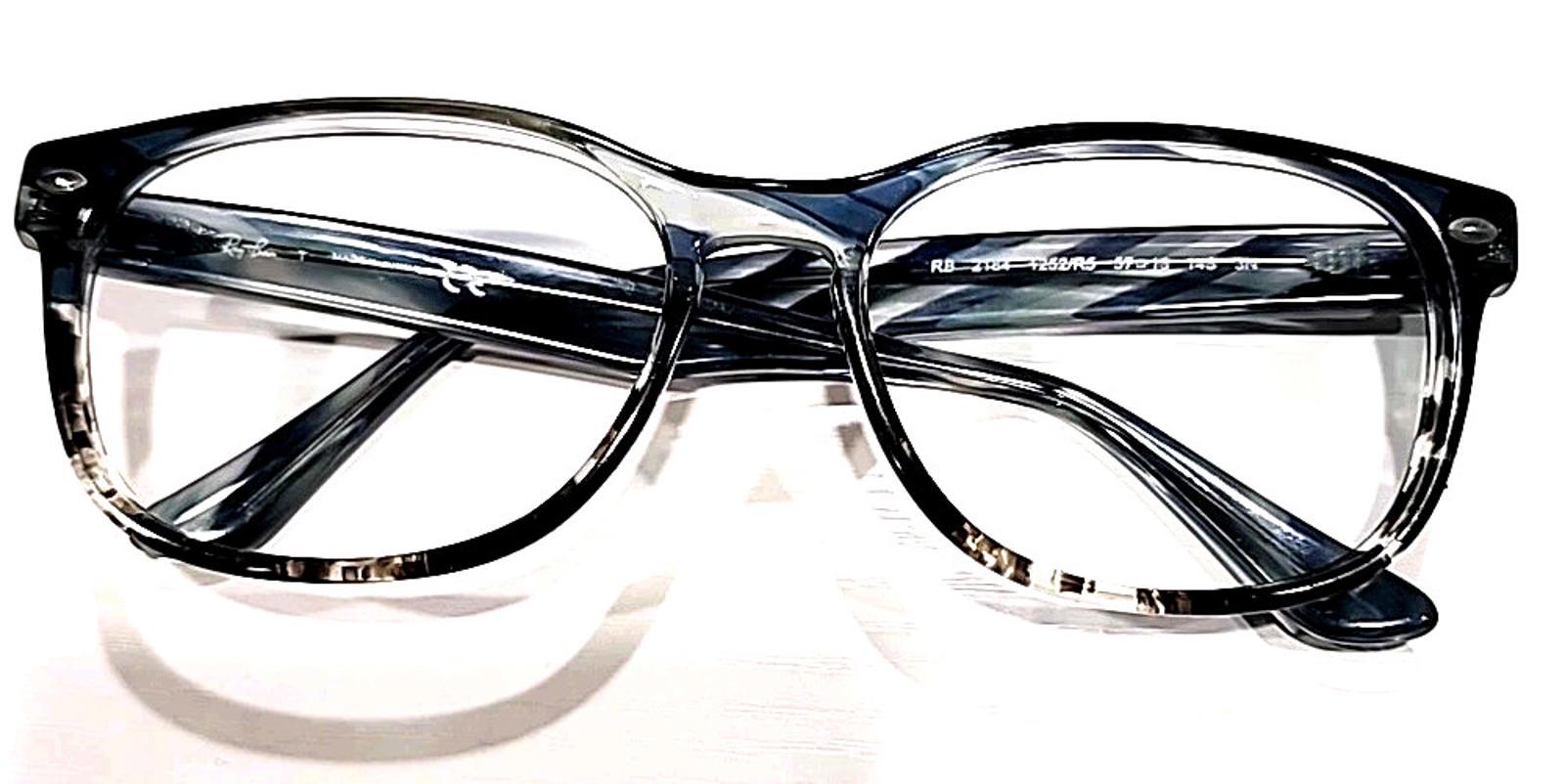 Ray-Ban RB2184 1252/R5 Sunglasses Gray Blue Translucent 57-18-145 Blue Lens READ Ray Ban RB2184 1252/R5 Large Blue Oval Sunglasses Frame 57  main image 3