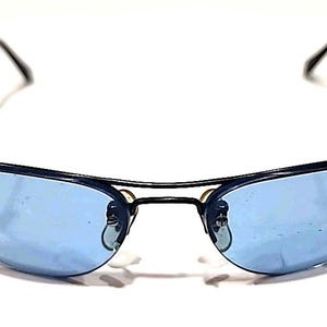 Ray Ban RB3155 006/7C Small Black Metal Blue Wrap Sunglasses 57-16 image 2