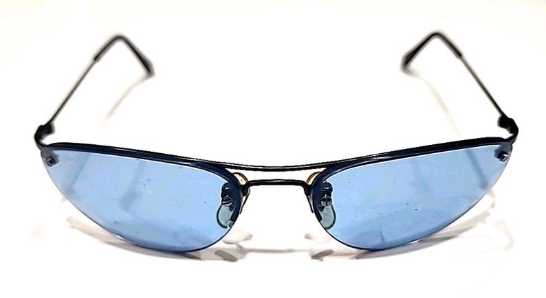 Ray Ban RB3155 006/7C Small Black Metal Blue Wrap Sunglasses 57-16 image 2