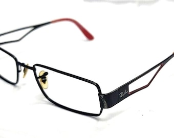 Gafas de vista Ray Ban RB6166 2509 rectangulares en metal negro y rojo, talla 52-17, 135