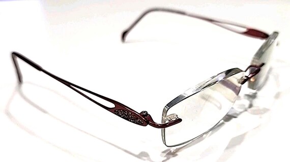 Stepper SI96523 F033 Red Rimless Rectangle Eyegla… - image 3