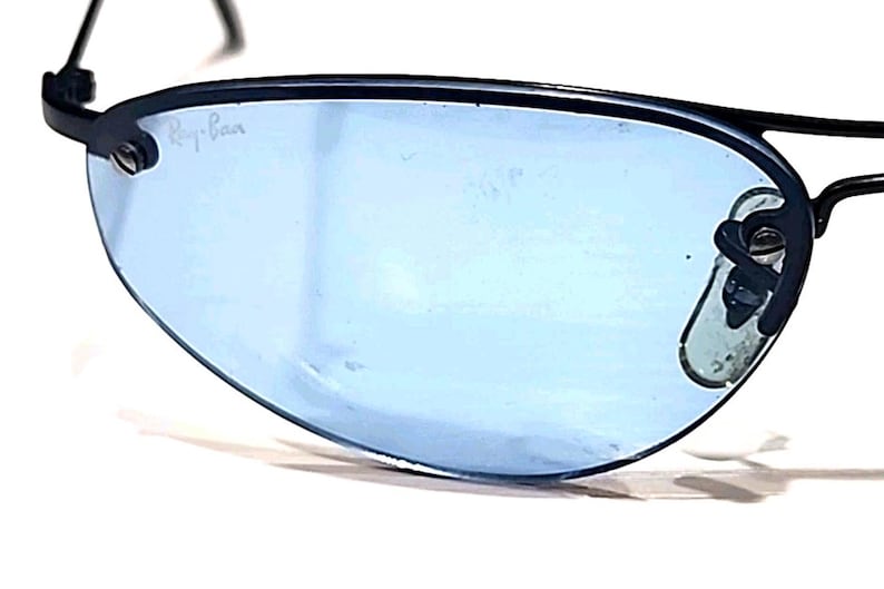 Ray Ban RB3155 006/7C Small Black Metal Blue Wrap Sunglasses 57-16 image 4