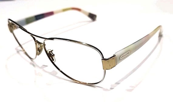 Coach HC7003 Kristina White Gold Metal Aviator Sunglasses Frame 59