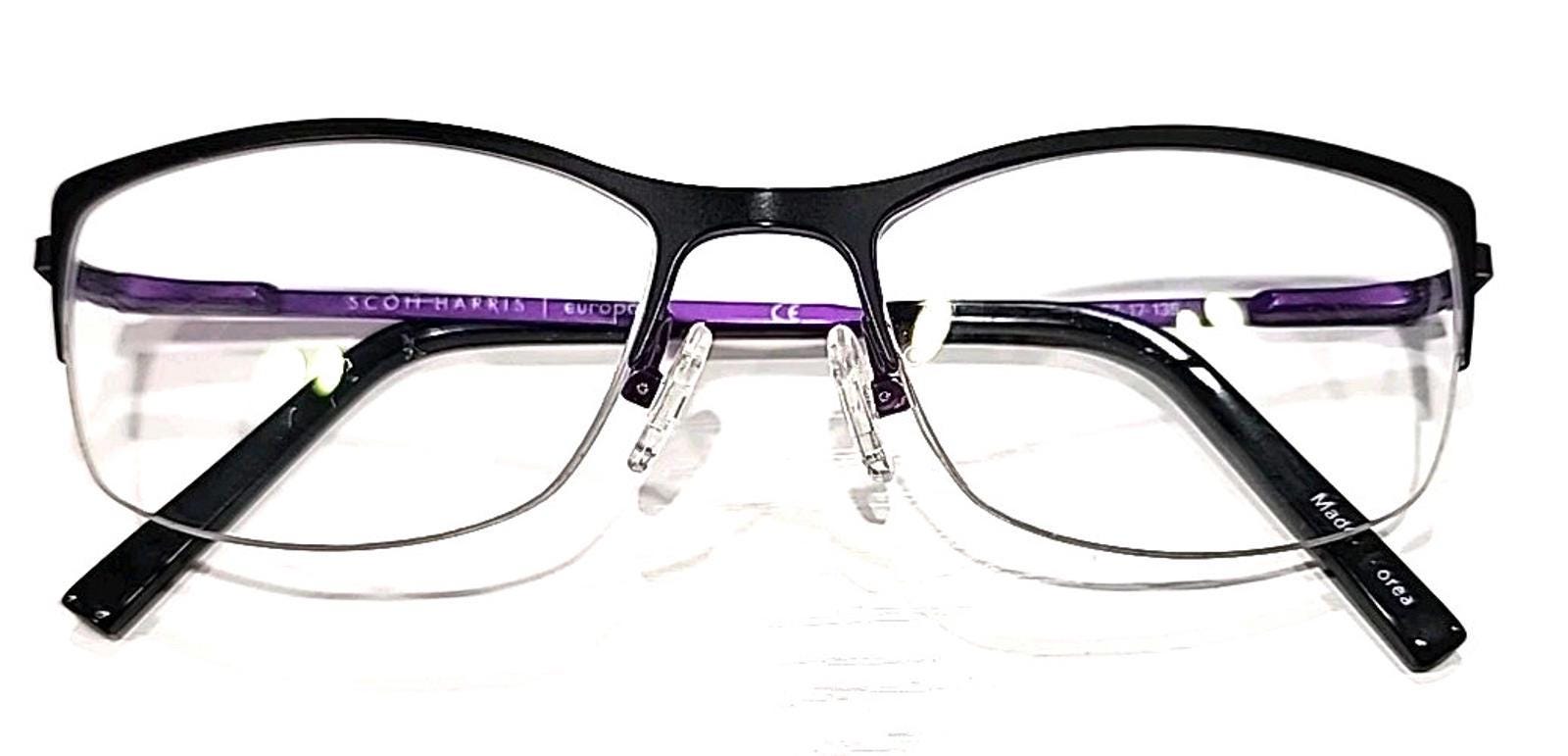Scott Harris Sh-556 C2 Black Purple Gunmetal Authentic Eyeglasses 52-17-135 MM SCOTT HARRIS EYEWEAR SH 556 C2 52/17/135 PURPLE FLEX HINGE  main image 2