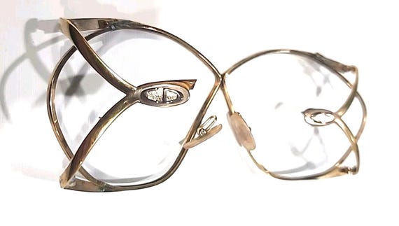 Christian Dior 2056 41 Vintage Gold Metal Brown Butterfly