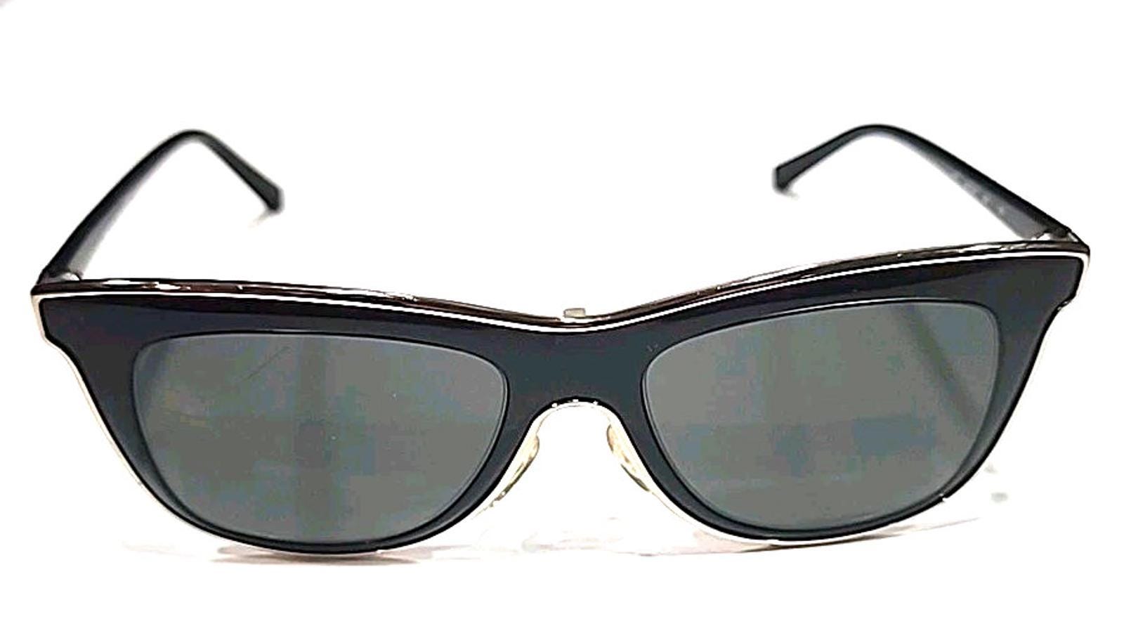 Valentino V109S 001 Black Gold Metal Cat Eyes Gray Sunglasses 50-18 135 Italy Valentino V109S 001 Black Gold Metal Cat Eyes Gray  main image 2