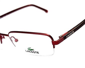 Lacoste L2112 615 Red Metal Half Rim Rectangle Eyeglasses Frame 51-16 140 New
