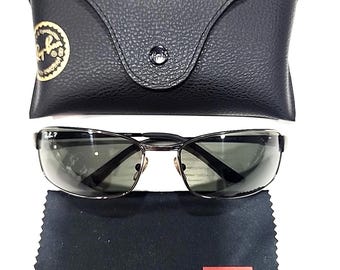 Ray Ban RB3269 004/58 Gunmetal Wrap Polarized Green Sunglasses 63-18 Case Cloth