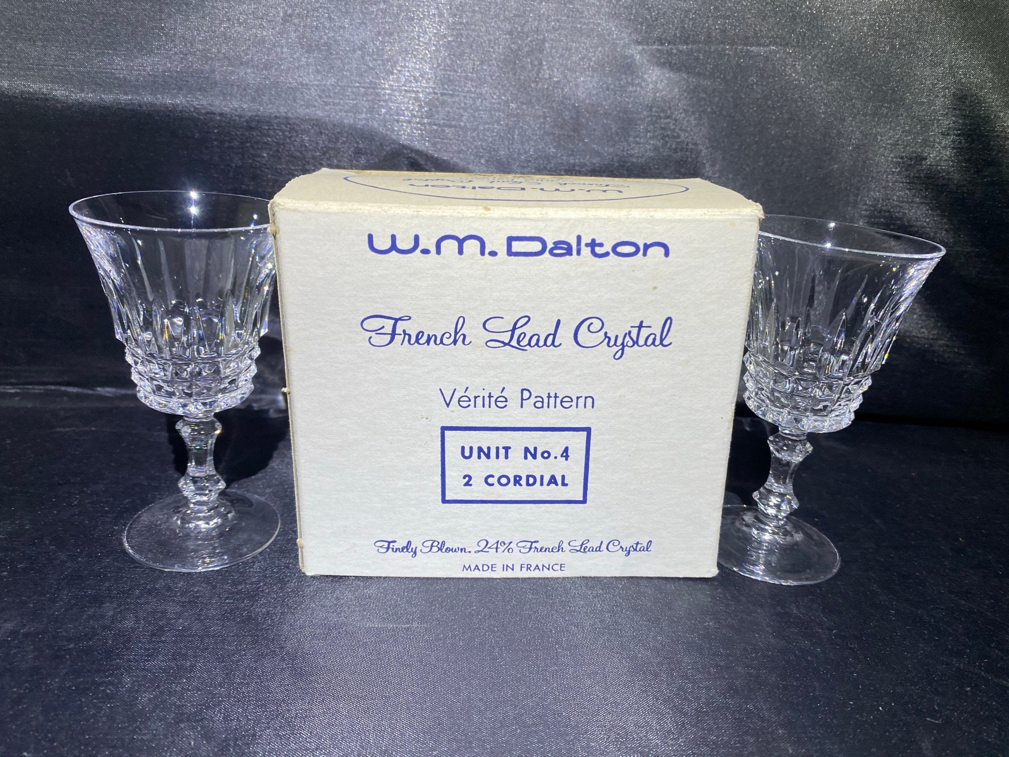 2 Vintage W M Dalton French Lead Crystal Unit No 4 Cordial Etsy