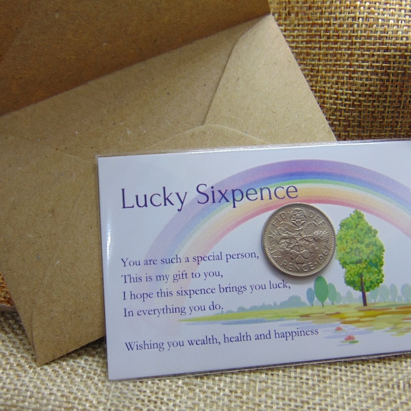 Lockdown gift idea - Lucky Sixpence for inside greetings card! NHS, Birthdays or special friend