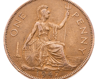 1947 British Penny Coin Great Britain - George VI - Perfect for Birthdays, Anniversary, Craft or Jewelry - Mum, Dad, Grandad, Grandma