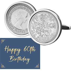 60th Birthday Gift for Dad - Vintage 1965 Sixpence Coin Cufflinks Cuff links Gift/Anniversary birthday for dad, uncle, grandad