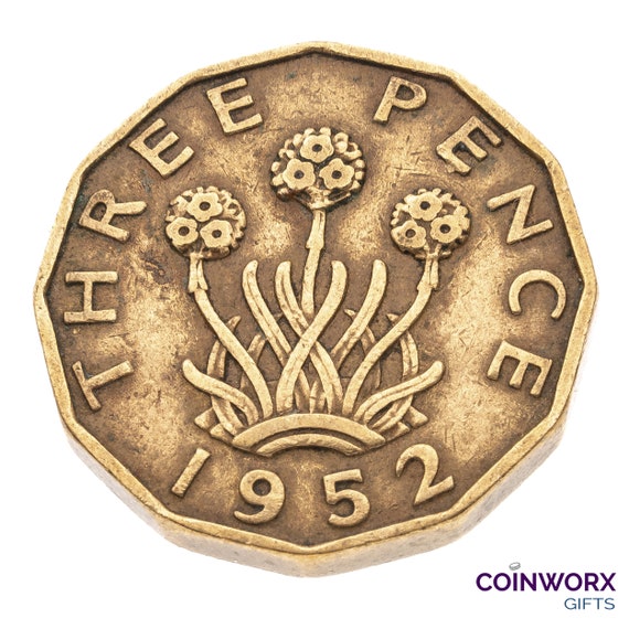 1952年 真鍮製 3ペンス硬貨 イギリス - ジョージ6世 - 誕生日