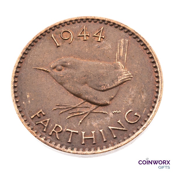 1944 farthing Coin featuring Wren from UK King George VI - World War II Great Britain Perfect Birthdays, Anniversary and within Jewellery