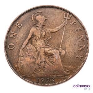 Souvenir commémoratif de la reine Elizabeth II - Année de naissance - 1926 British Penny Coin Grande-Bretagne - George V