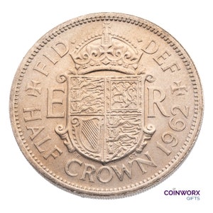1962 Halfcrown Coin Great Britain UK Queen Elizabeth II, Perfect for Birthdays , Anniversary or Craft and Jewellery