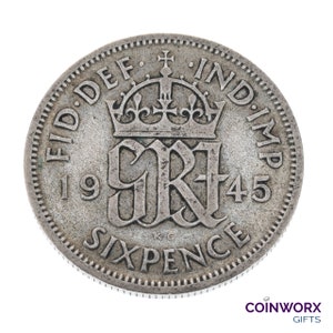 1945 Lucky Silver Sixpence Coin Great Britain - George VI - Perfect for Birthdays, Anniversary, Craft or jewellery - Mum, Dad, Daughter, Son