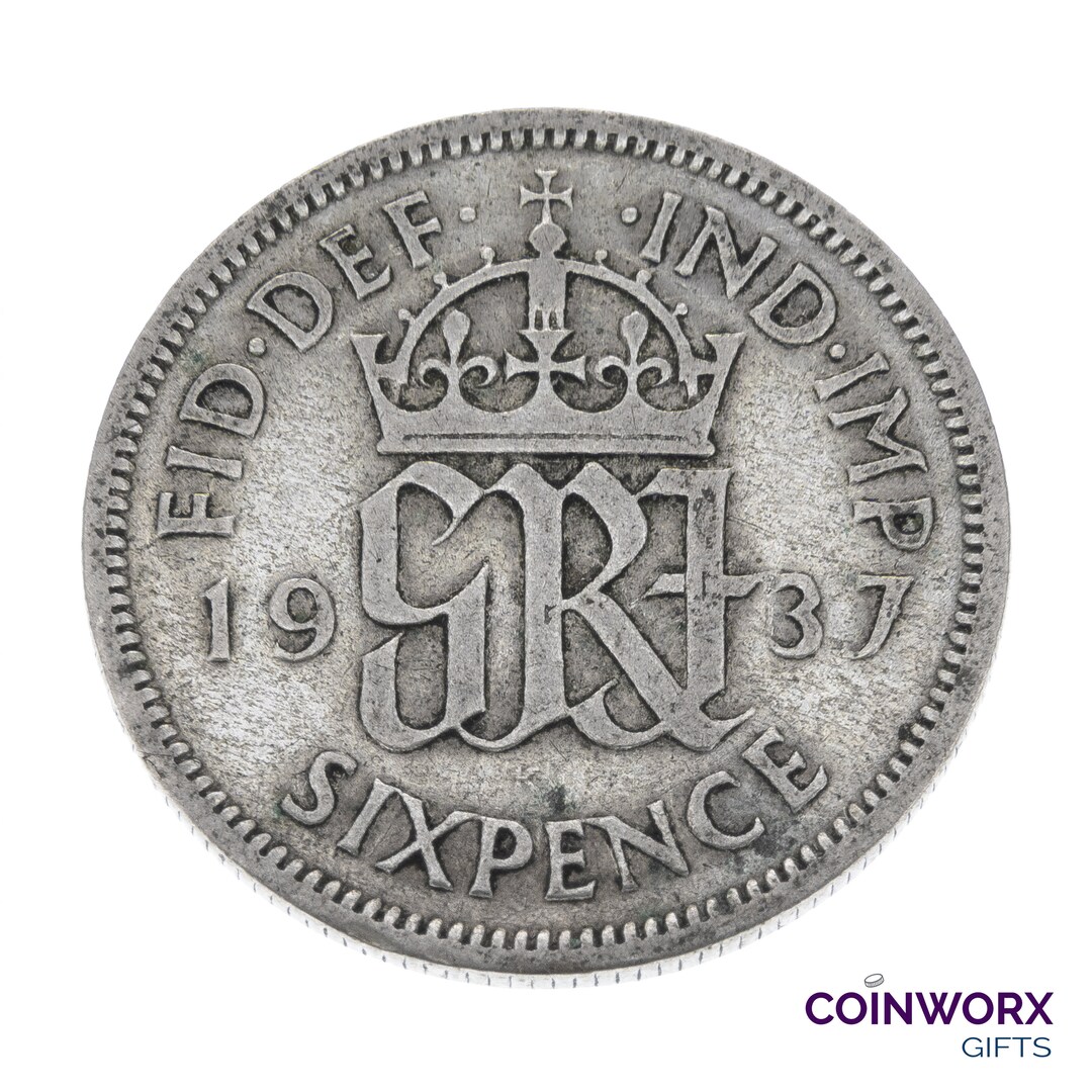 ブァンリーベック硬貨 1937 Lucky Silver Sixpence Coin Great Britain - George VI