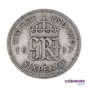 1937 Lucky Silver Sixpence Coin Great Britain - George VI - Perfect for Birthdays, Anniversary, Craft or Jewelry - Mum, Dad, Grandfather