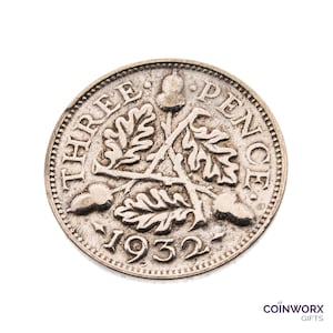 1932 Silver Threepence Coin Great Britain 50% Silver - George V - Perfect for Birthdays, Craft -  Grandma, Grandad