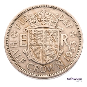 1953 Halfcrown Coin Great Britain UK Queen Elizabeth II, Perfect for Birthdays , Anniversary or Craft and Jewellery