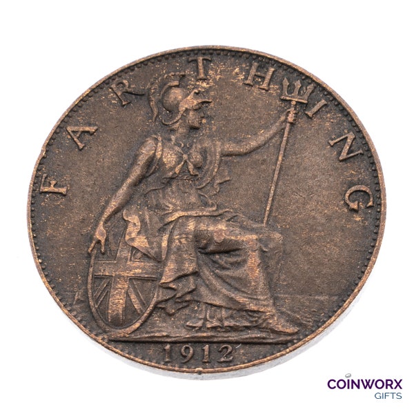 1912 year of Titanic farthing Coin featuring Britannia King George V, Great Britain Perfect for Birthdays ,Anniversary and within Jewellery