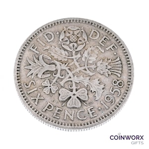 1958 Lucky Sixpence Coin Great Britain - Queen Elizabeth II - Perfect for Birthdays, Anniversary, Craft or Jewelry - Mum, Dad, Daughter, Son