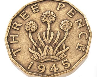 80th Birthday - 1945 Brass Threepence Coin Great British UK - George VI - Perfect for Birthdays, Craft - Mum, Dad, Daughter, Grandma