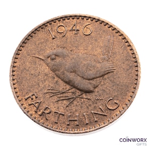 1946 farthing Coin featuring Wren from UK King George VI -  Great Britain Perfect Birthdays, Anniversary and within Jewellery