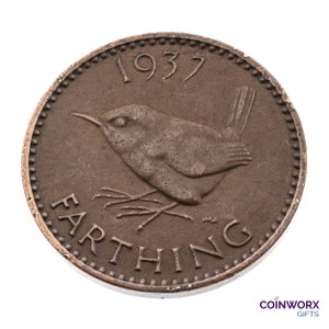 1937 farthing Coin featuring Wren from UK King George VI- Great Britain Perfect for Birthdays, Anniversary and within Jewellery