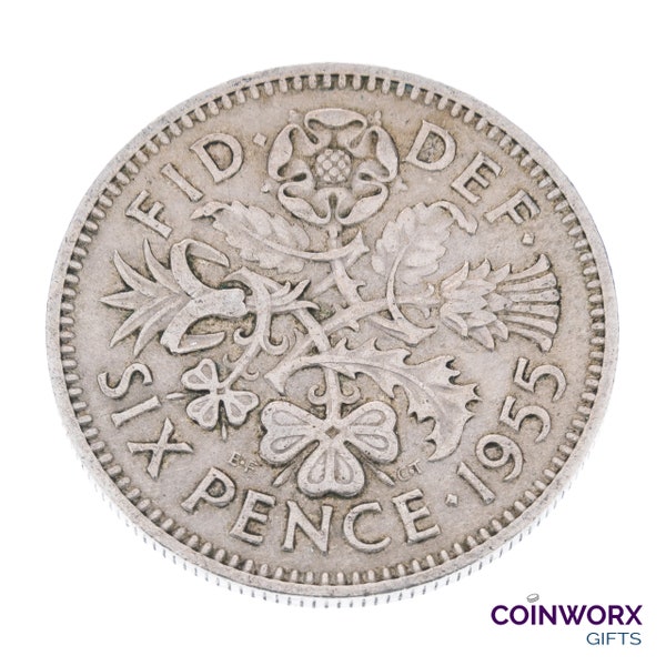 1955 Lucky Sixpence Coin Great Britain - Queen Elizabeth II - Perfect for Birthdays, Anniversary, Craft or Jewelry - Mum, Dad, Daughter, Son