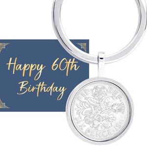 1965 Lucky Sixpence Münze Schlüsselanhänger - Geschenk für Mama, Papa, Oma, Opa, Tante oder Onkel