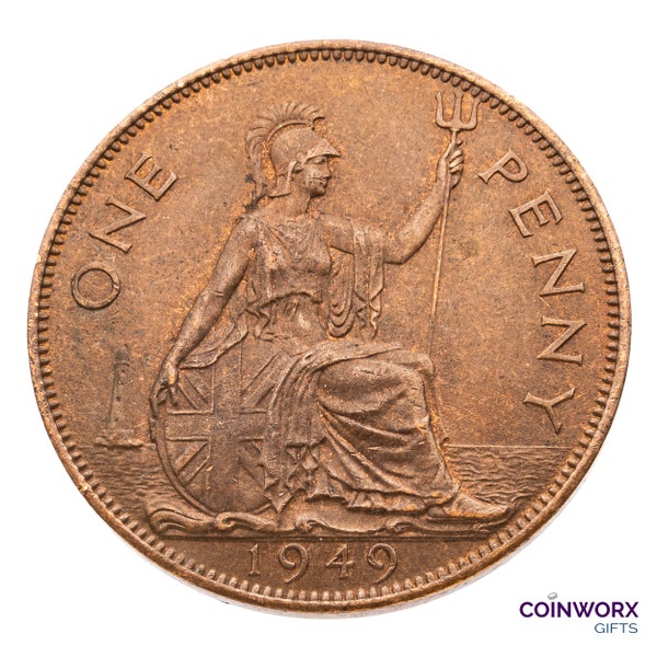 1949 British Penny Coin Great Britain - George VI - Perfect for Birthdays, Anniversary, Craft or Jewelry - Mum, Dad, Grandad, Grandma