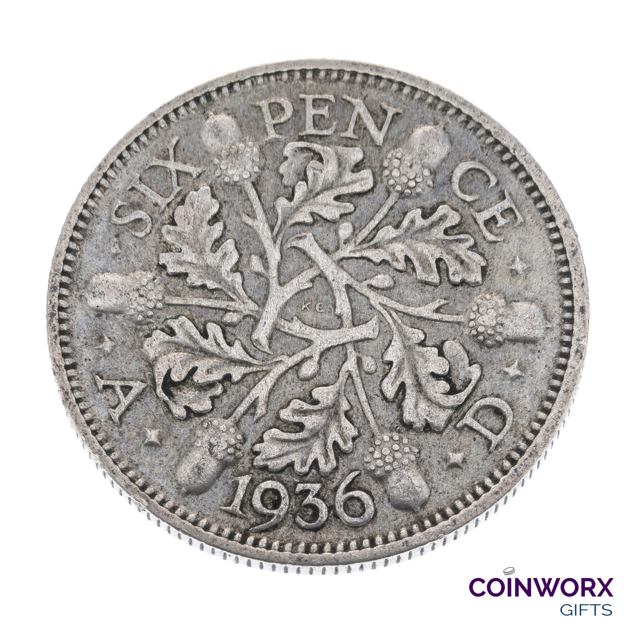 1936 Lucky Silver Sixpence Coin Gran Bretagna - George V - Perfetto per compleanni, Anniversario, Artigianato o Gioielli - Mamma, Papà, Nonno