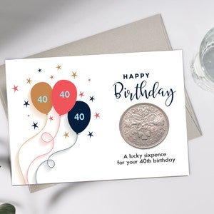 Carte/cadeau pour 40e anniversaire - Année de naissance : 1985 Porte-bonheur de six pence pour l'intérieur de la carte de voeux d'anniversaire ! Frère, fils, soeur, fille, maman, papa