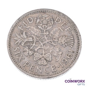 1961 Lucky Sixpence Coin Great Britain - Queen Elizabeth II - Perfect for Birthdays, Anniversary, Craft or Jewelry - Mum, Dad, Daughter, Son
