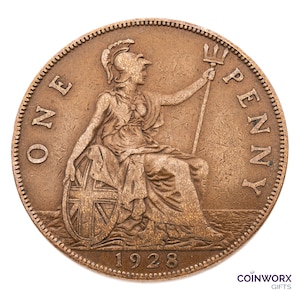 1928 British Penny Coin Great Britain - George V - Perfect for Birthdays, Anniversary, Craft or Jewelry - Mum, Dad, Daughter, Son