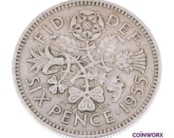 70th Birthday Gift - 1955 Lucky Sixpence Coin Great Britain - Perfect for Birthdays - Mum, Dad, Granddad, Grandma