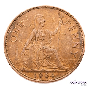1964 British Penny Coin Great Britain - Elizabeth II - Perfekt für Geburtstage, Jahrestag, Handwerk oder Schmuck - Mama, Papa, Oma