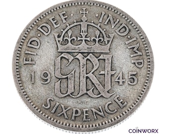 80th Birthday - 1945 Lucky Silver Sixpence Coin Great Britain - George VI - Perfect for Birthdays - Mum, Dad, Grandad, Grandma