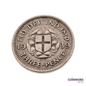 1939 Silver Threepence Coin Great Britain 50% Silver - George VI - Perfect for Birthdays, Craft -  Grandma, Grandad