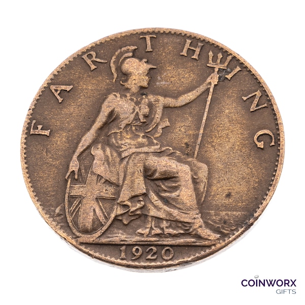 1920 farthing Coin featuring Britannia (King George V) from UK - Great Britain Perfect for Birthdays, Anniversary and within Jewellery