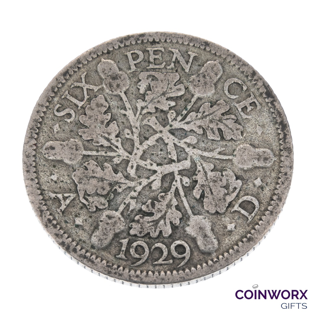 1929年 ラッキーシルバー6ペンスコイン イギリス - ジョージ5世 - 誕生