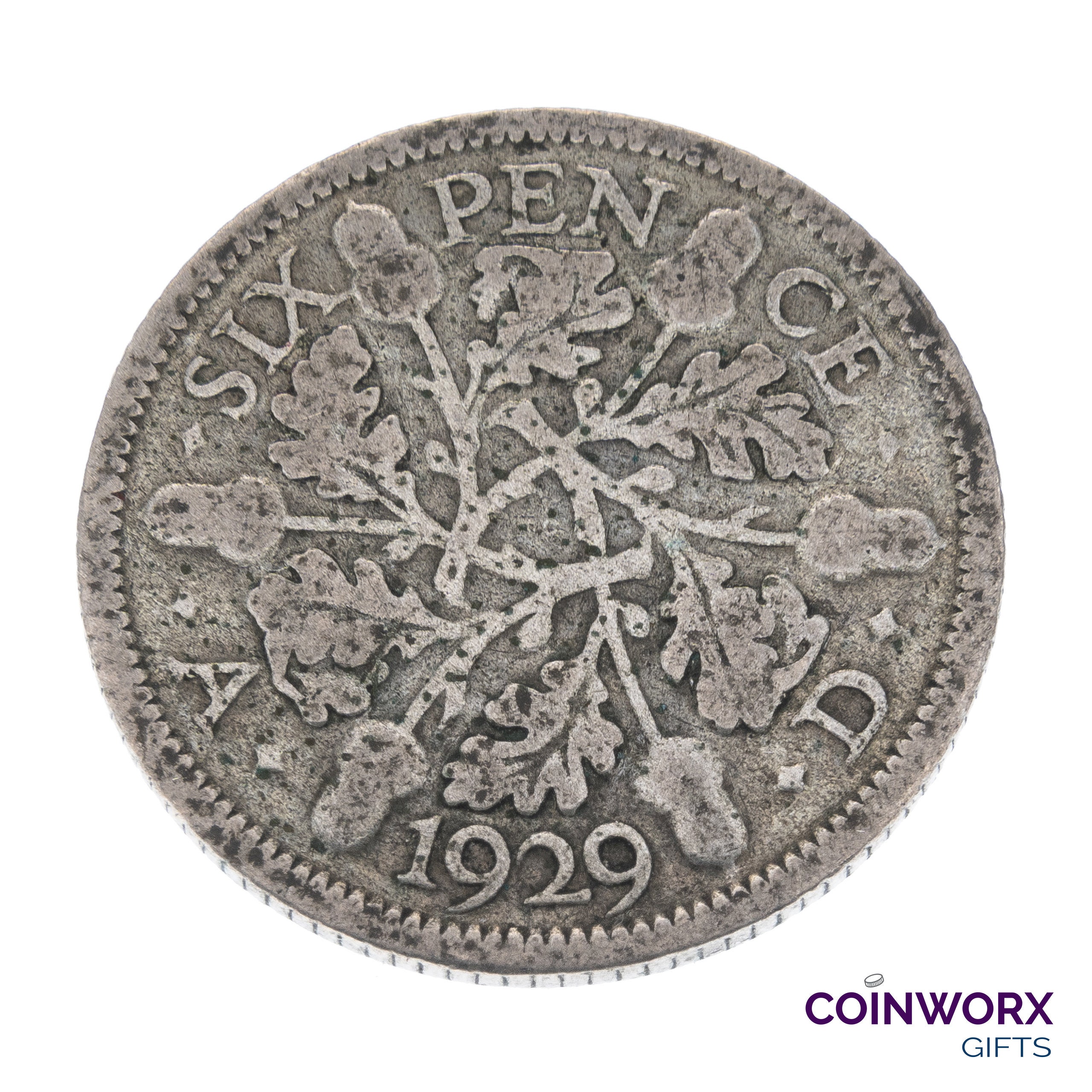 1929年 ラッキーシルバー6ペンスコイン イギリス - ジョージ5世 - 誕生